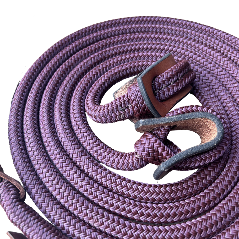 Bally Tack Rope Loop Split Reins- Wine