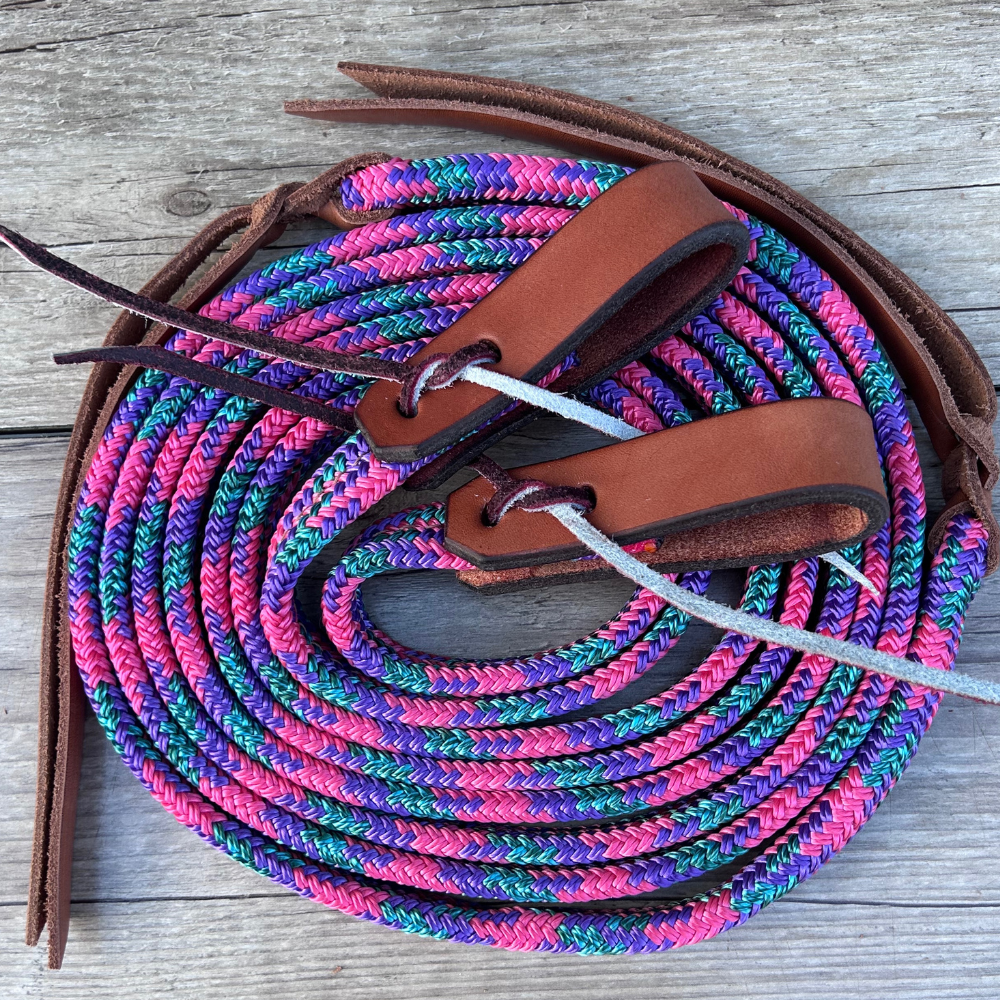 Bally Tack Rope Flat Split Campdraft Reins-Slobber Straps-Daisy Bliss
