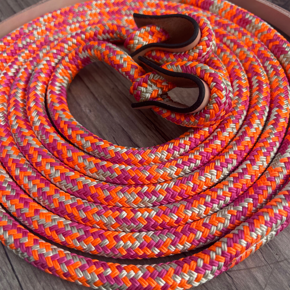 New ! Bally Tack Rope Loop Split Reins 12mm- Vintage Cowgirl