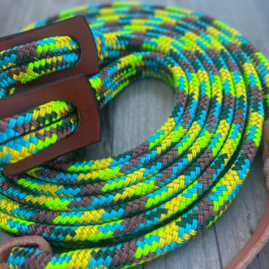 Bally Tack Rope Flat Split Campdraft Reins-Loop-Sunflower
