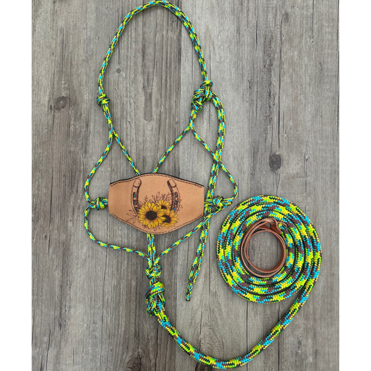NEW ! Bally Tack Rope Halter/Lead Combo-Bronc Sunflower
