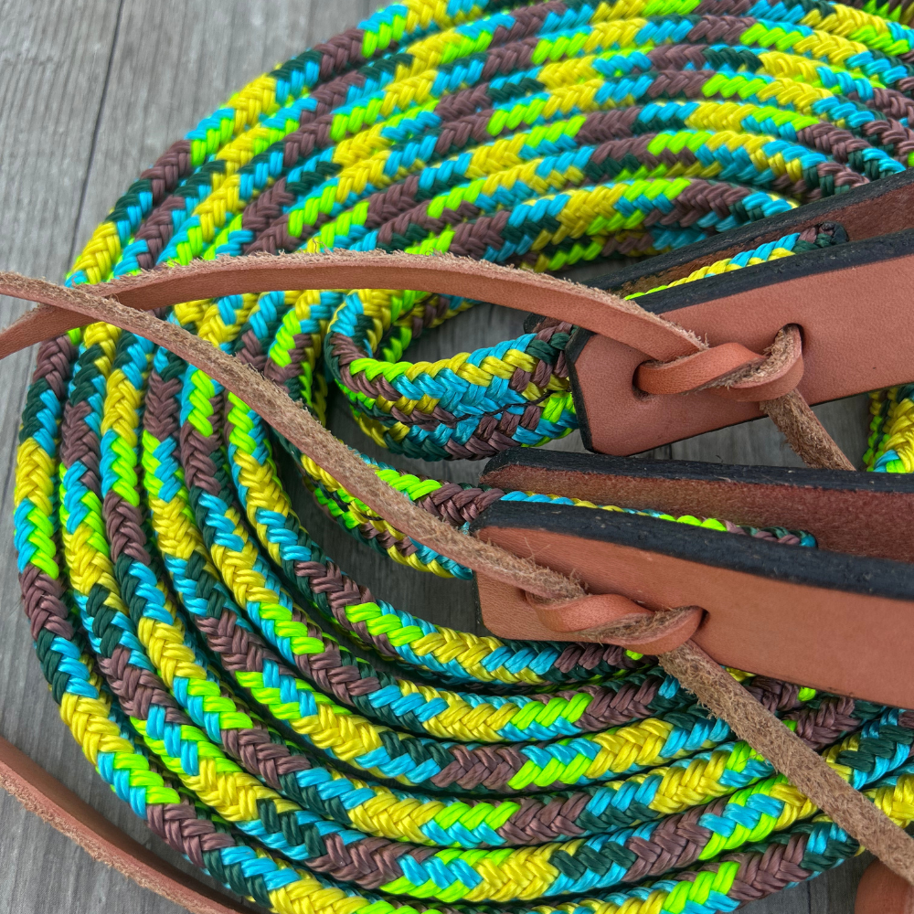 New ! Bally Tack Rope Flat Split Campdraft Reins-Slobber Straps-Sunflower