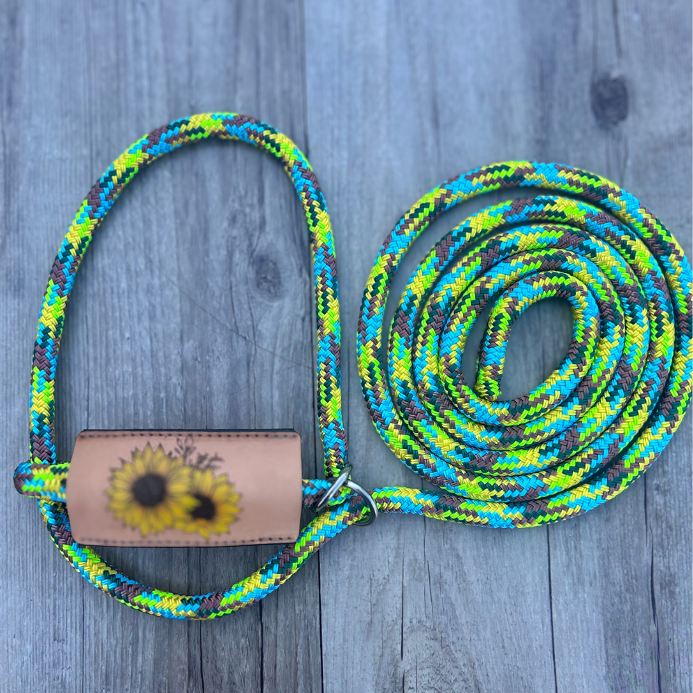 New ! Bally Tack Rope Cattle Halter-Leather Nose Sunflower