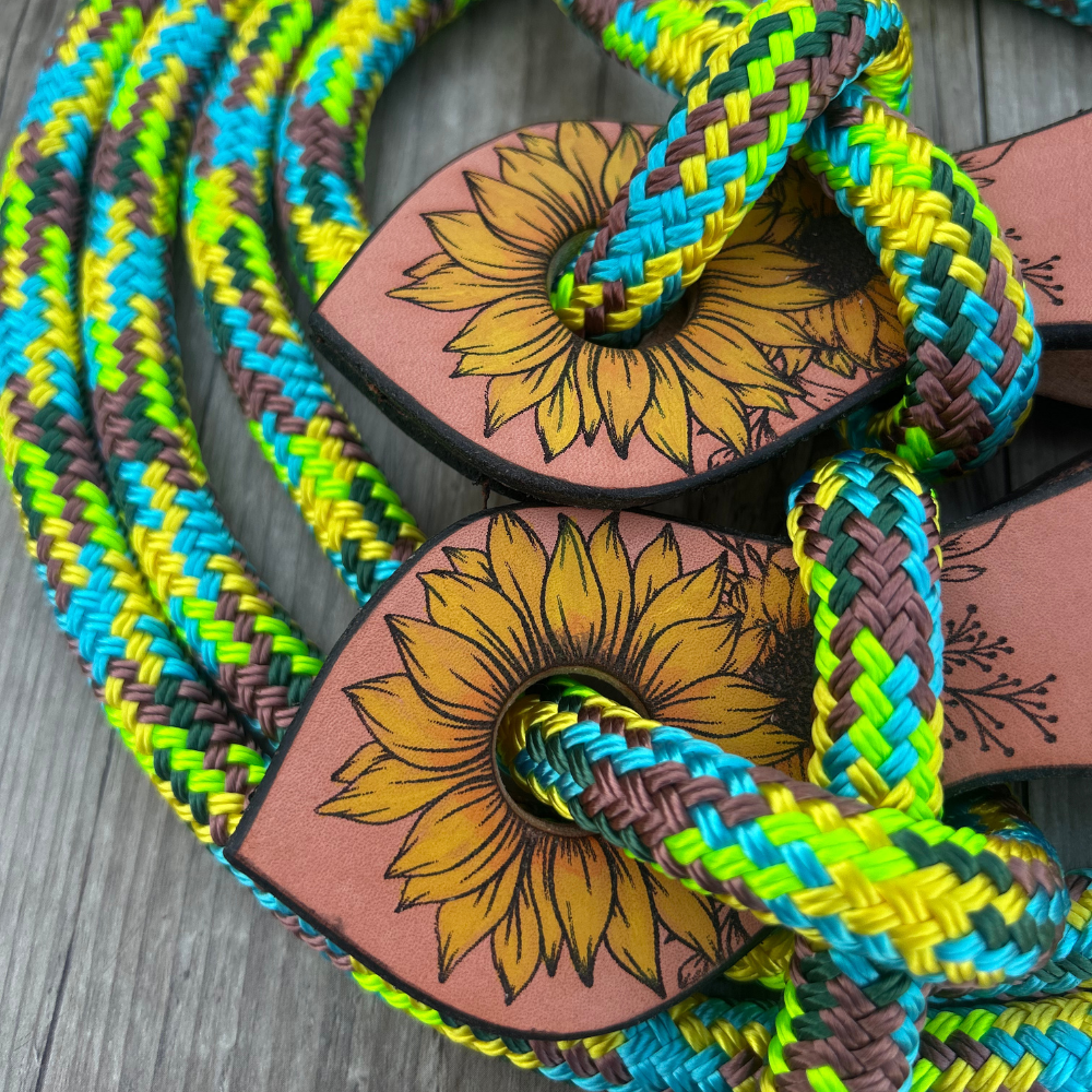 New ! Bally Tack Rope Joined Reins-Slobber Straps-Sunflower