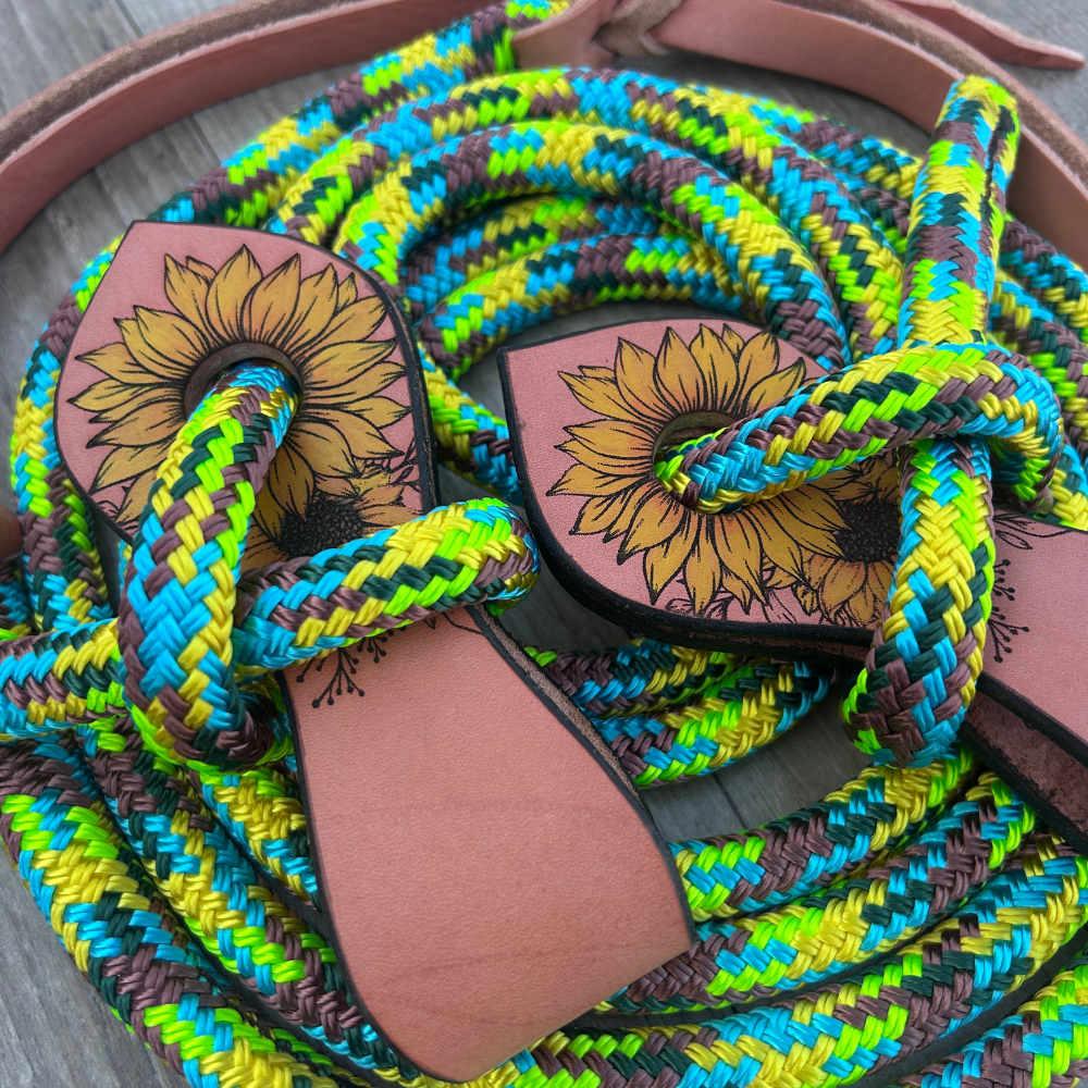 New ! Bally Tack Rope Split Reins-Slobber Straps-Sunflower