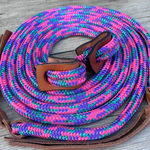 NEW ! Bally Tack Rope Split Reins-Round Loop -Daisy Bliss