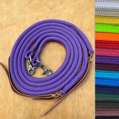 Australian Made/ Round Rope Reins with clips, slobber straps , loop ...