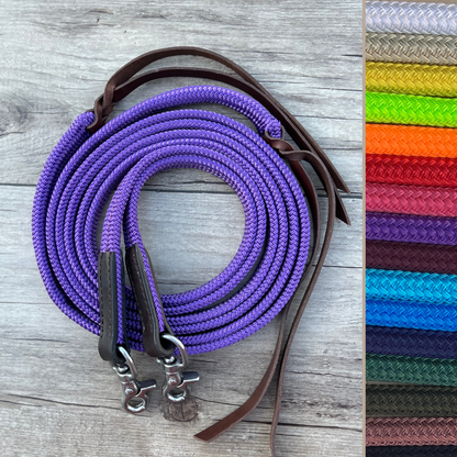 Bally Tack Rope Flat Split Campdraft Reins-Clips