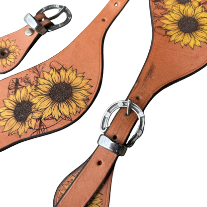 Bally Tack Western Leather Spur Straps- Sunflower