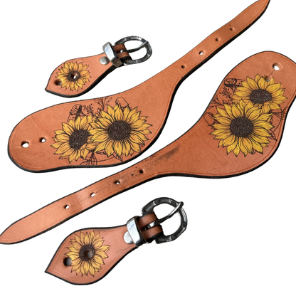 Bally Tack Western Leather Spur Straps- Sunflower