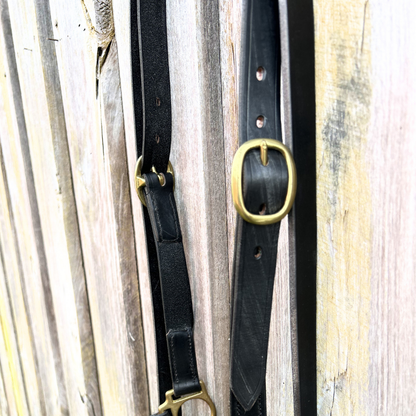 Bally Tack Leather Cattle Show Halter/Lead Hackamore Set-Black
