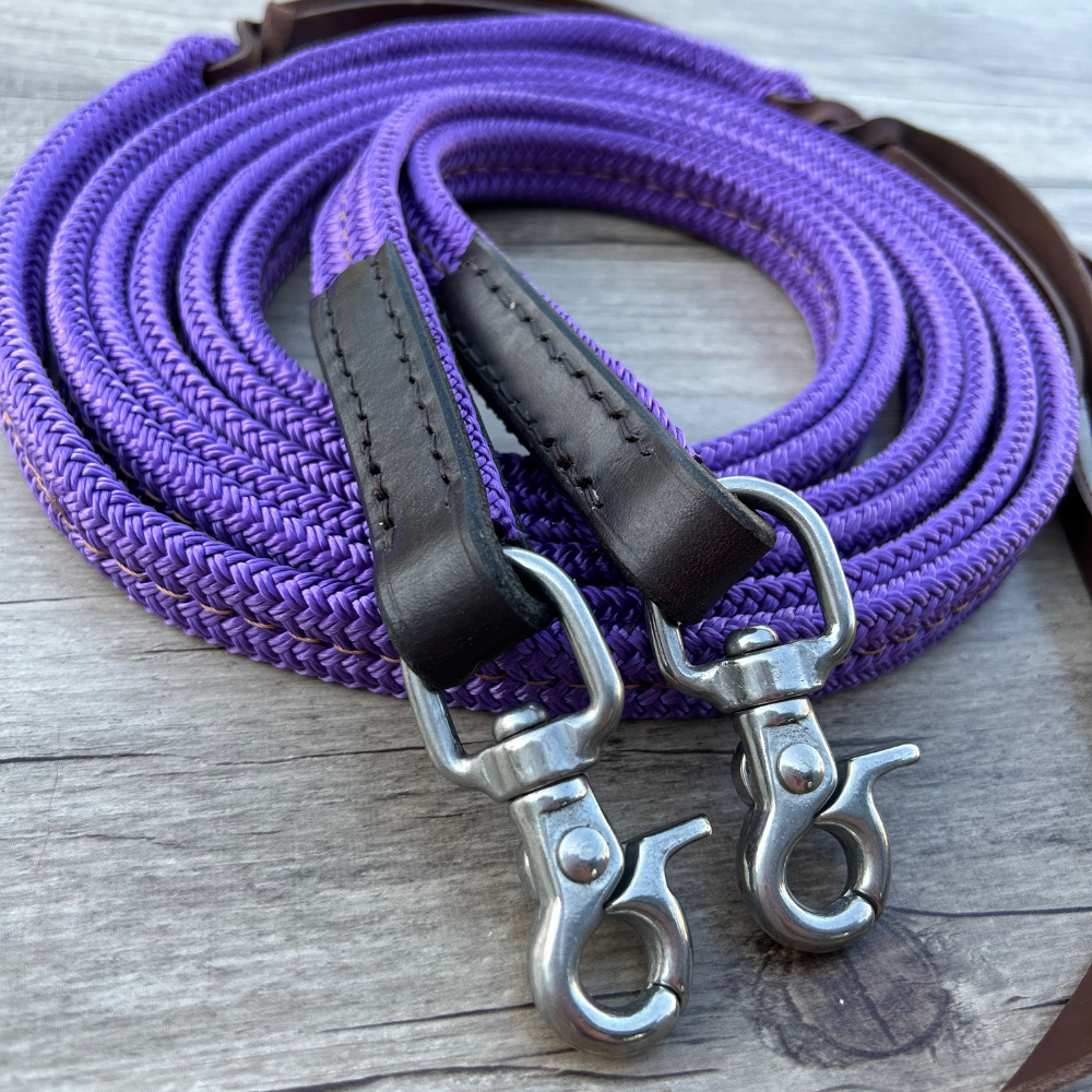 Bally Tack Rope Flat Split Campdraft Reins-Clips