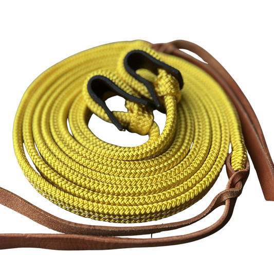 Bally Tack Rope Flat Split Campdraft Reins-Loop-Yellow