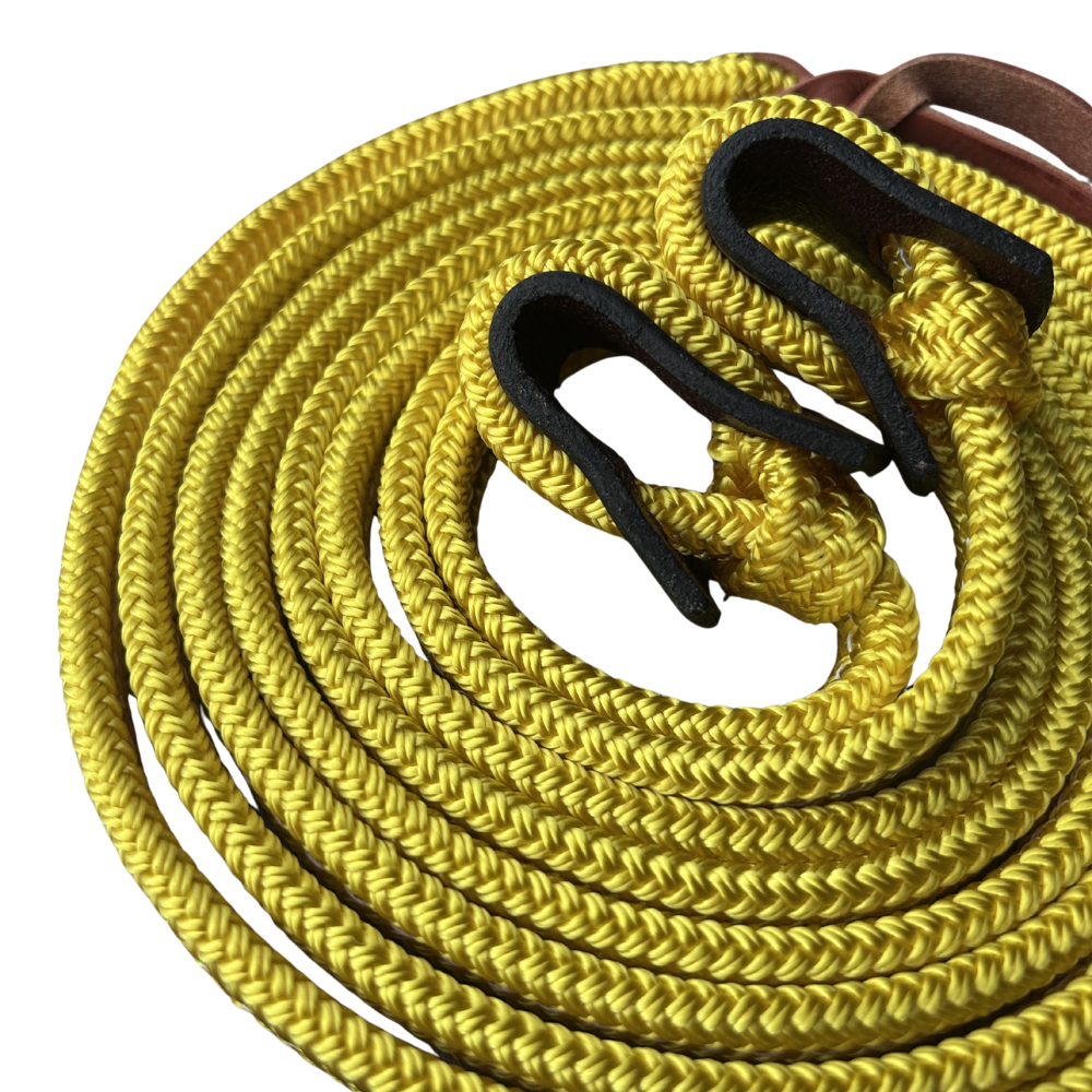 Bally Tack Rope Flat Split Campdraft Reins-Loop-Yellow