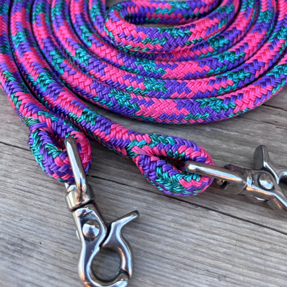 Bally Tack Rope Joined Reins- Round Clips-Daisy Bliss