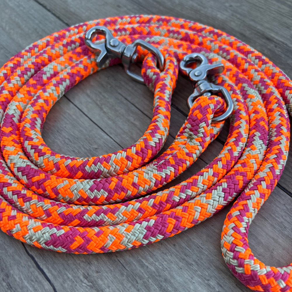 New ! Bally Tack Rope One Reins with clips- Vintage Cowgirl