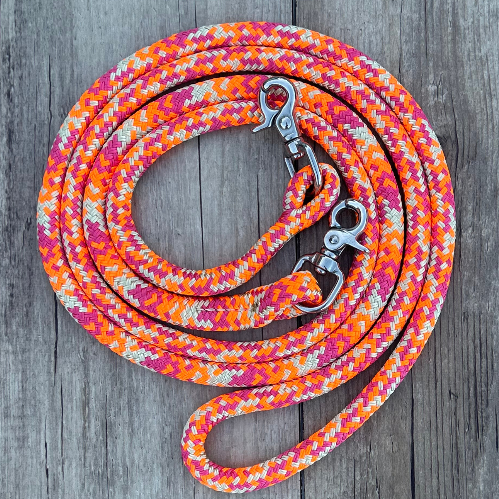 New ! Bally Tack Rope One Reins with clips- Vintage Cowgirl