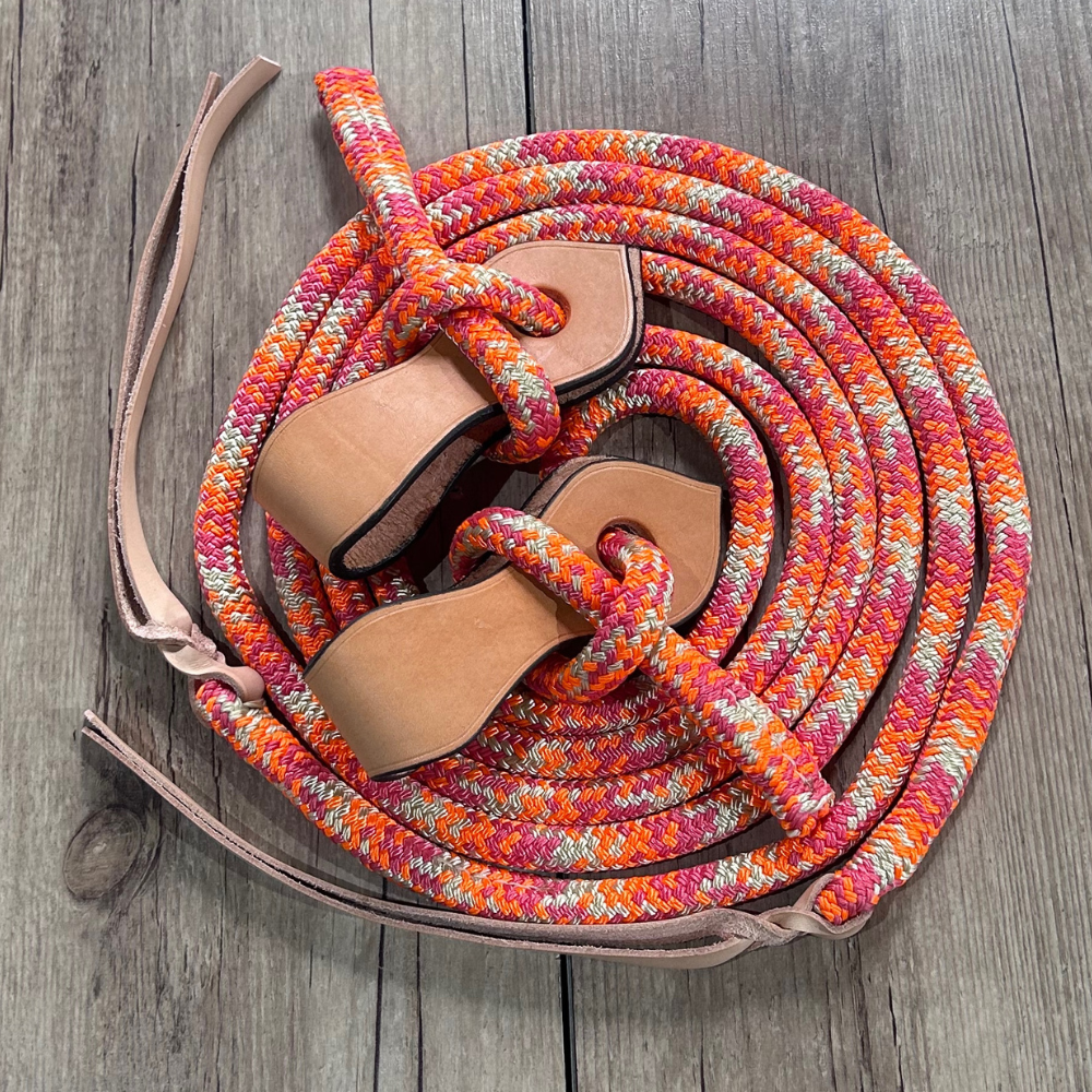 New ! Bally Tack Rope Split Reins Round 12mm - Leather Slobber Straps- Vintage Cowgirl