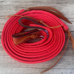 Sale ! Bally Tack Rope Flat Split Campdraft Reins-Slobber Straps-Red