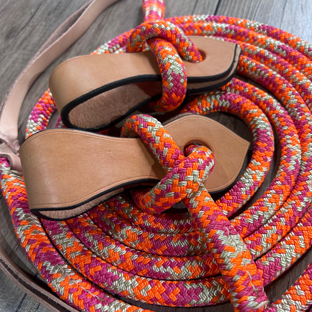 New ! Bally Tack Rope Split Reins Round 12mm - Leather Slobber Straps- Vintage Cowgirl