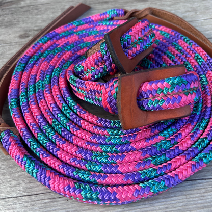 Bally Tack Rope Split Campdraft Reins-Flat Loop-Daisy Bliss
