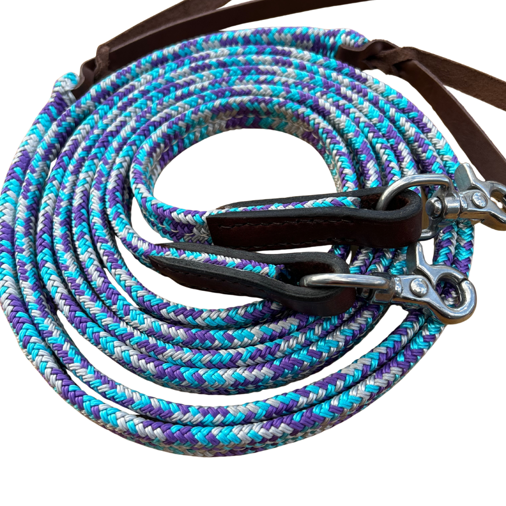 Bally Tack Rope Flat Campdraft Reins-Clips-Prairie Jewel