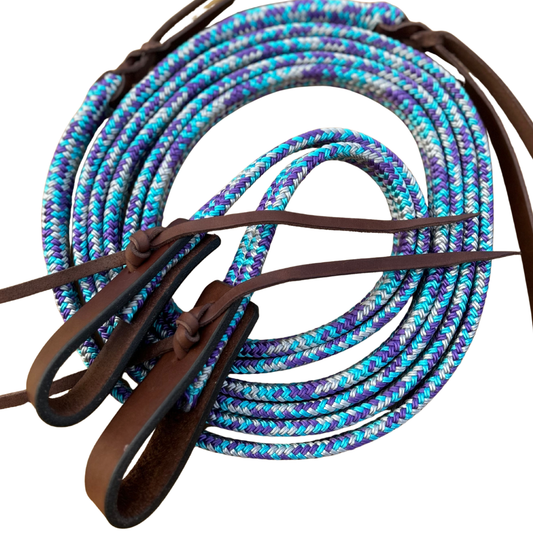 Bally Tack Flat Rope Campdraft Reins - Slobber Straps - Prairie Jewel
