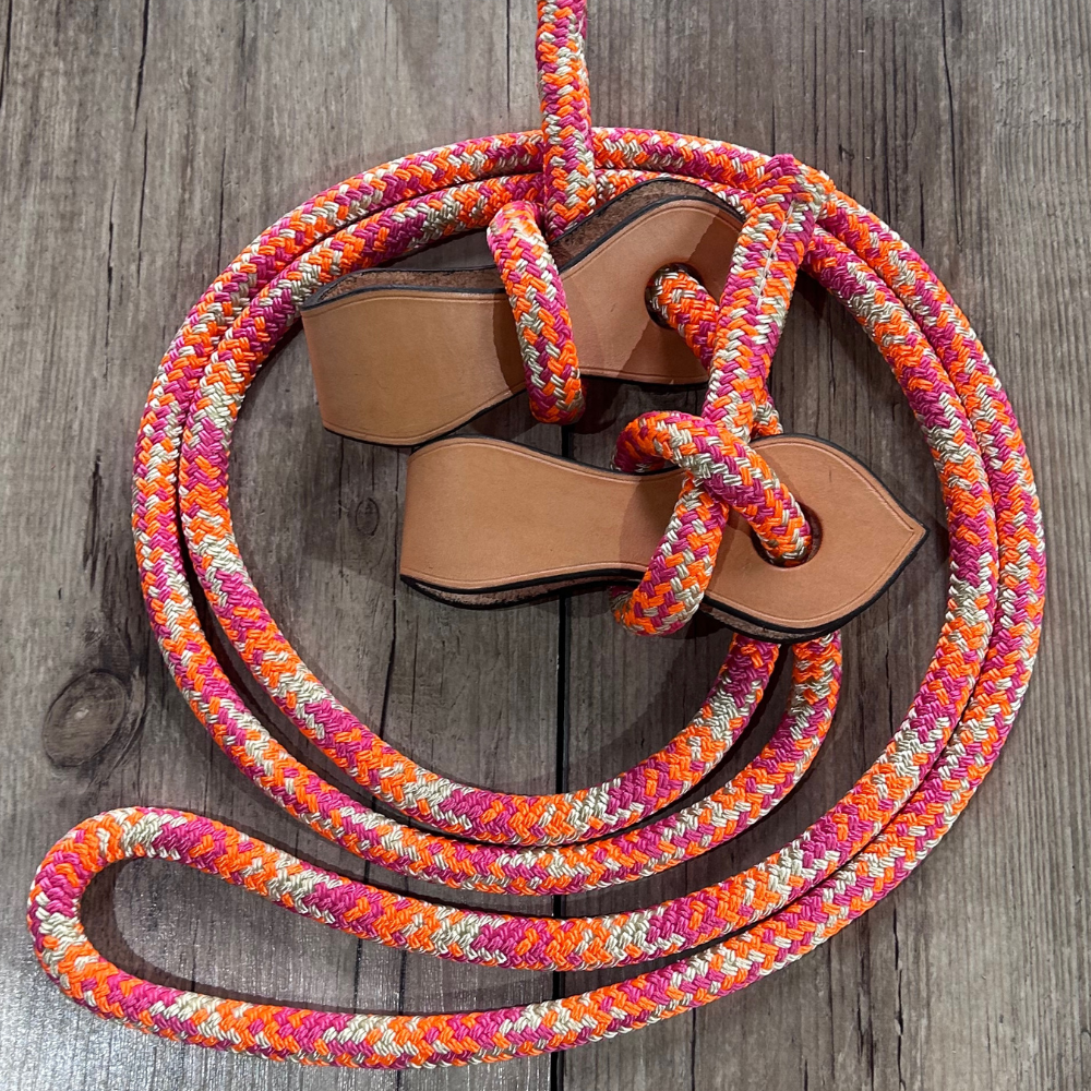 New ! Bally Tack Rope Joined Reins with Slobber Straps 12mm- Vintage Cowgirl