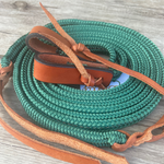 Sale ! Bally Tack Rope Flat Split Campdraft Reins-Slobber Straps-Green