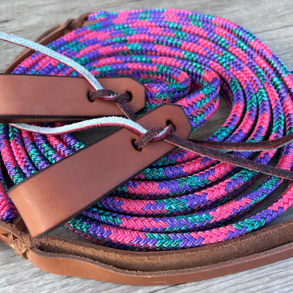 Bally Tack Rope Flat Split Campdraft Reins-Slobber Straps-Daisy Bliss