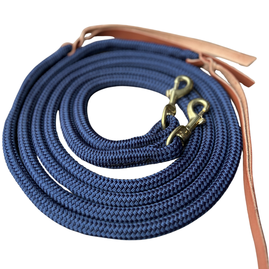 Bally Tack Rope Reins-Clips-Navy