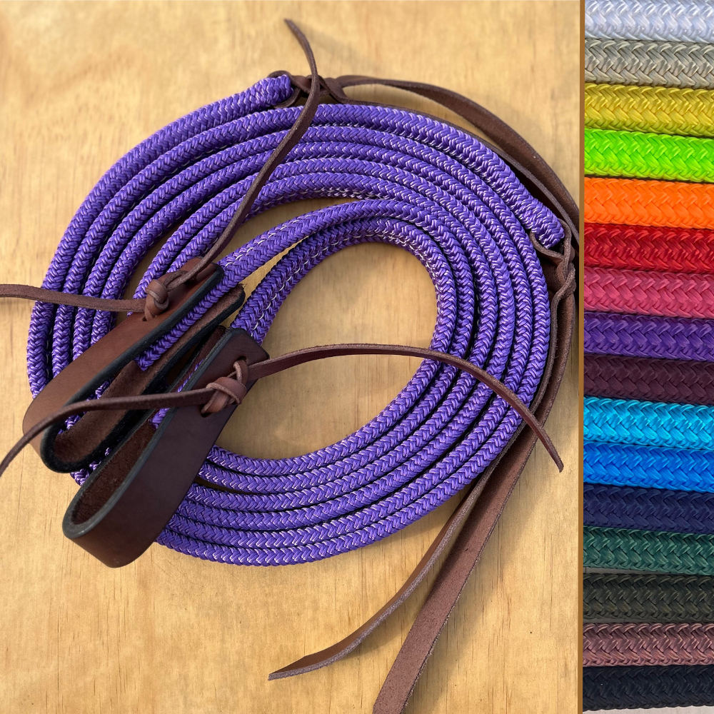 Bally Tack Rope Flat Split Campdraft Reins-Slobber Straps