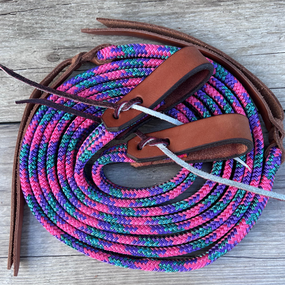 Bally Tack Rope Flat Split Campdraft Reins-Slobber Straps-Daisy Bliss