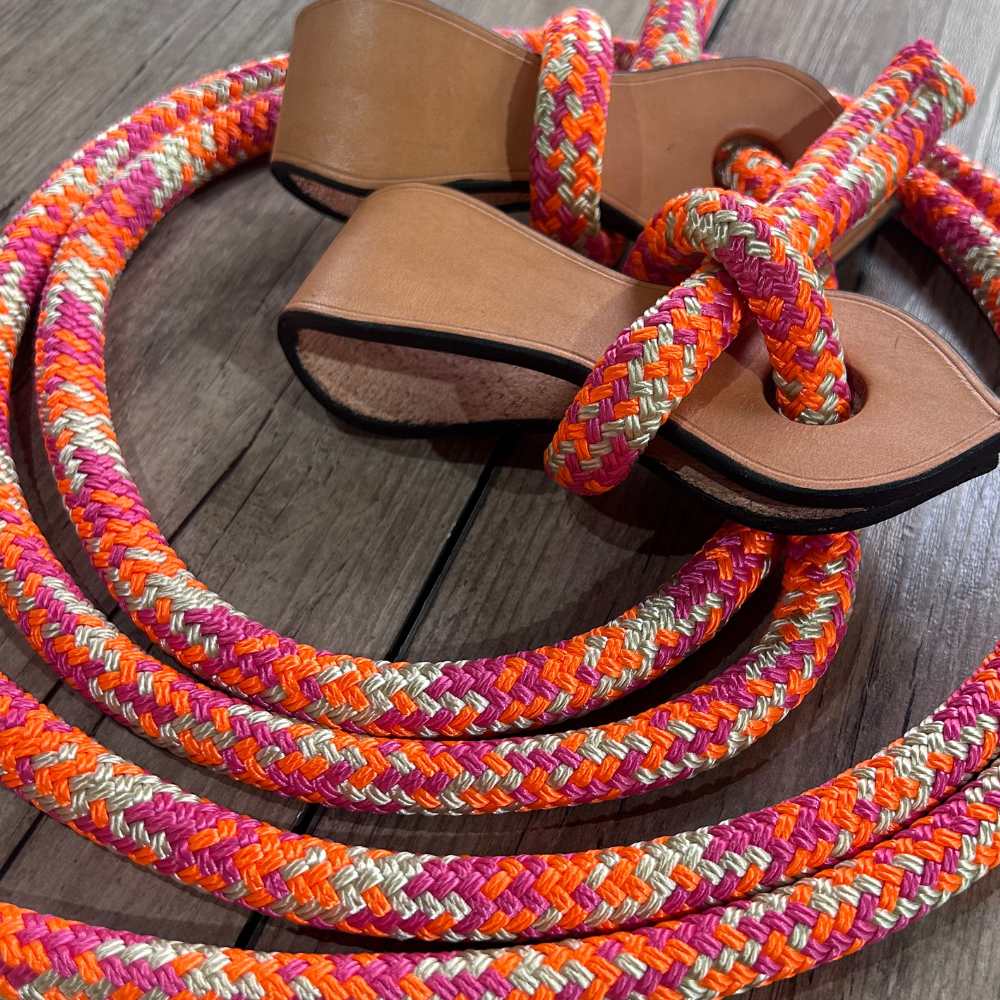 New ! Bally Tack Rope Joined Reins with Slobber Straps 12mm- Vintage Cowgirl
