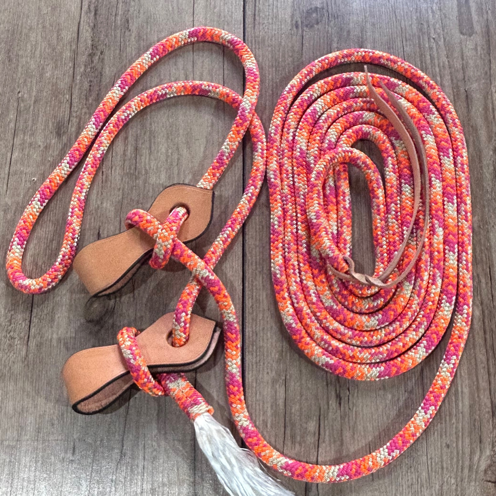New ! Bally Tack Rope Mecate Rein 12mm with Slobber Straps- Vintage Cowgirl