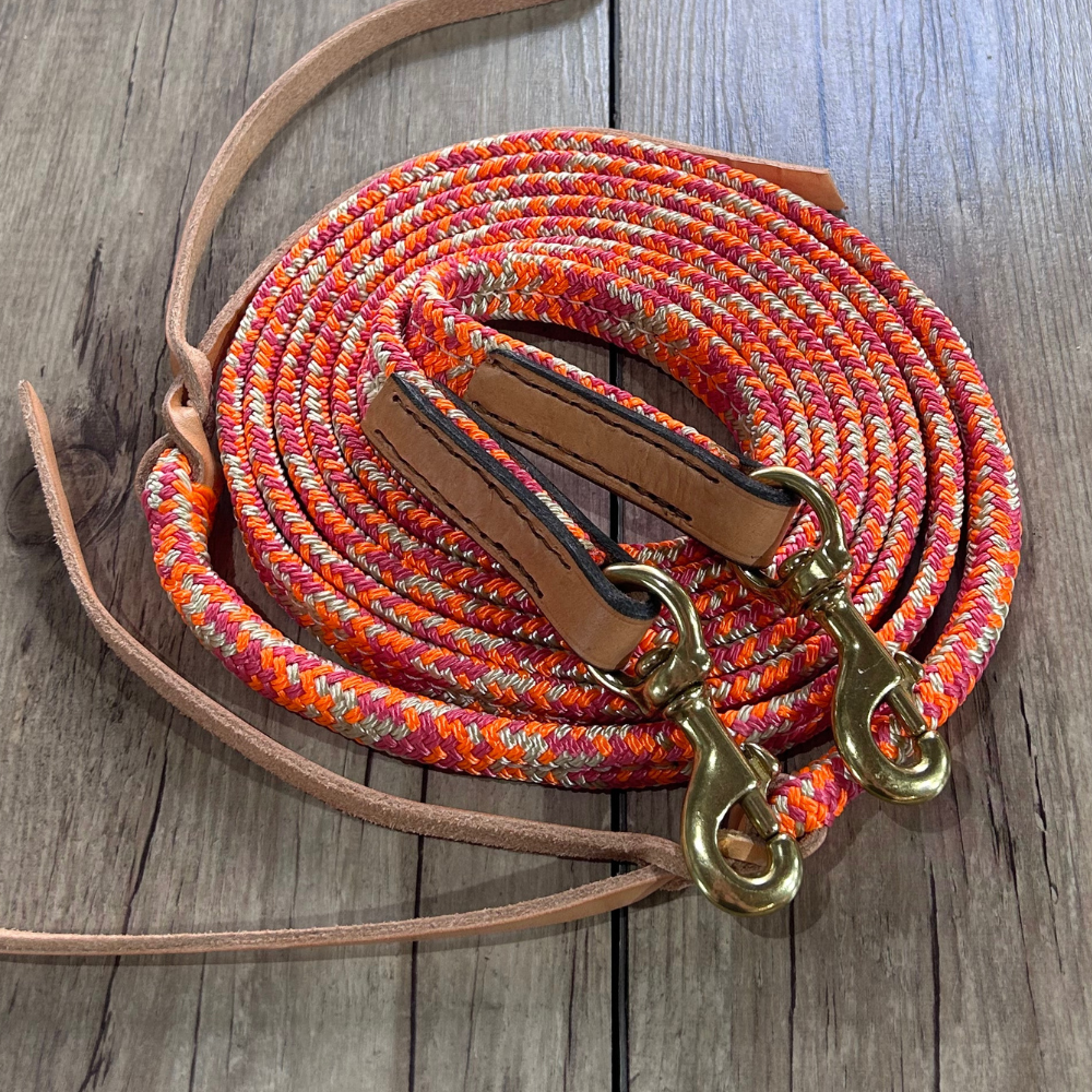 New ! Bally Tack Rope Flat Split Campdraft Reins-Clips-Vintage Cowgirl