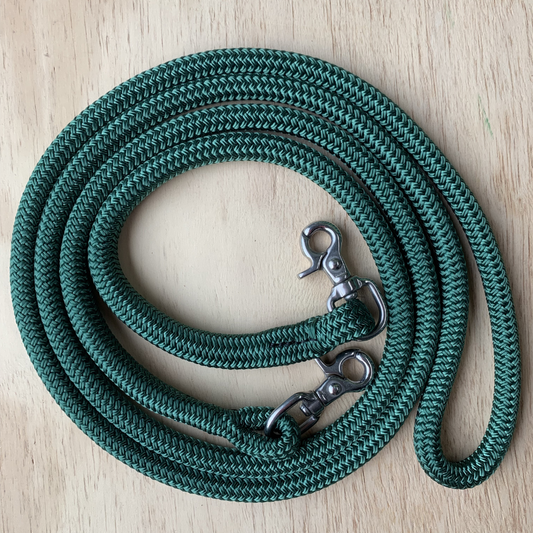 Bally Tack Rope One Reins with clips- Green 12mm