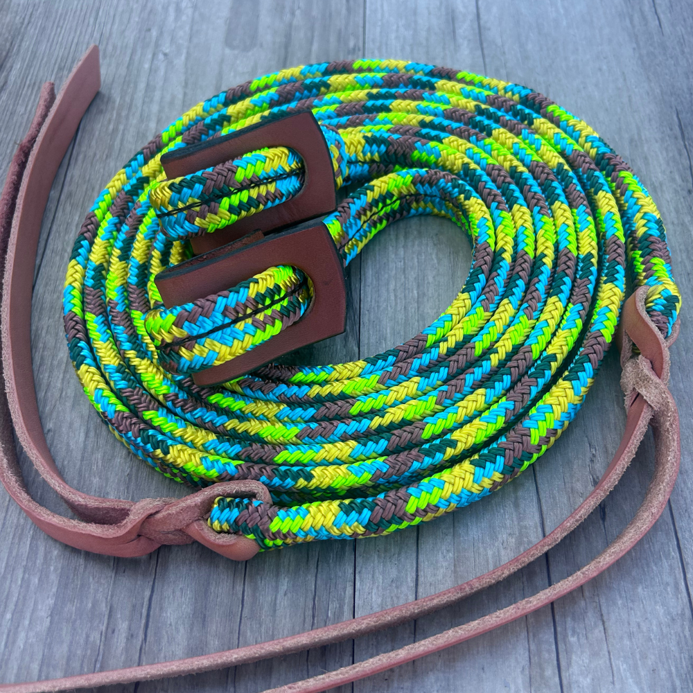 New ! Bally Tack Rope Flat Split Campdraft Reins-Loop-Sunflower