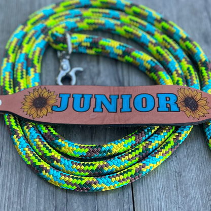 New ! Personalised Leather Dog Collar & Lead -Sunflower