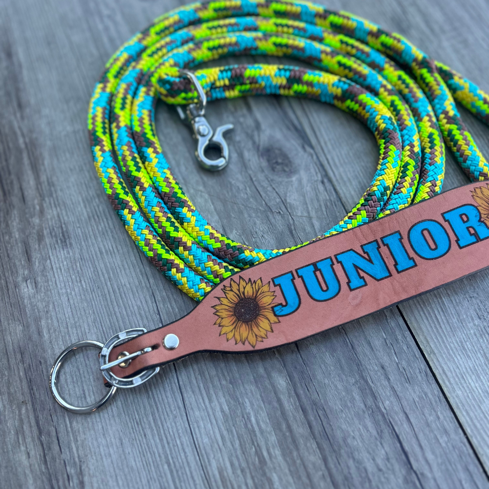 New ! Personalised Leather Dog Collar & Lead -Sunflower