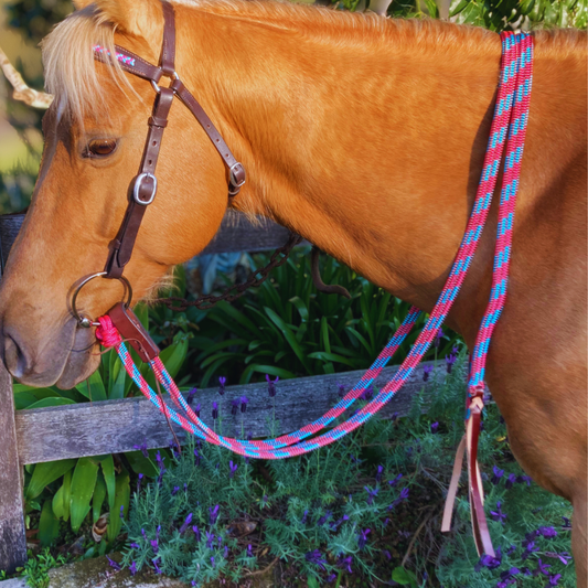 Bally Tack Flat Campdraft Reins-Slobber Straps-Cowgirl Candy-PREORDER
