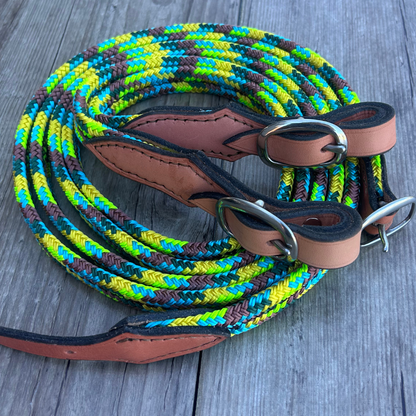 New ! Bally Tack Rope Flat Joined Campdraft Reins-Buckle-Sunflower