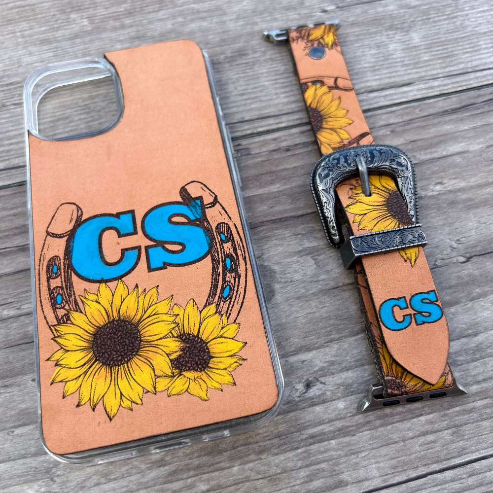 New ! Apple Phone Case & Watch Band Set- Sunflower
