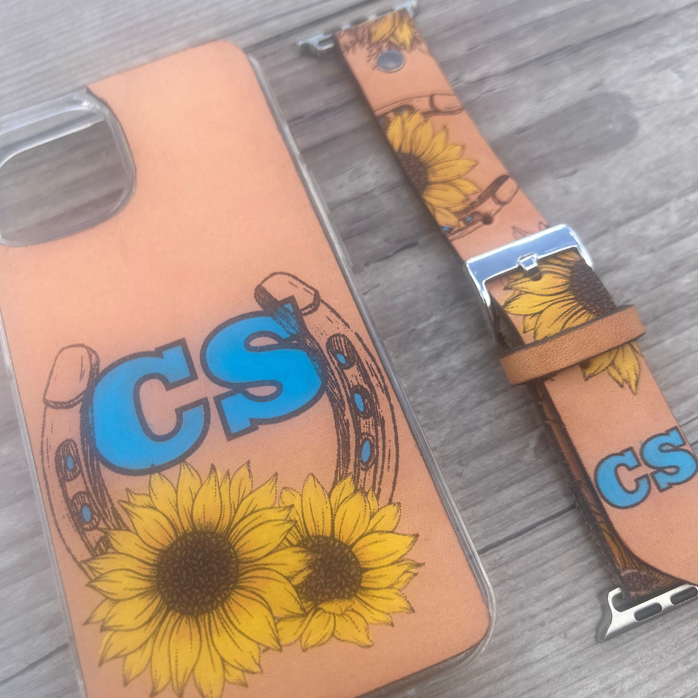 New ! Apple Phone Case & Watch Band Set- Sunflower