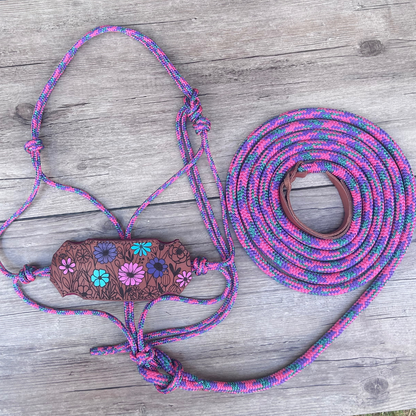 Bally Tack Rope Halter & Lead Combo-Daisy Bliss- Bronc Noseband