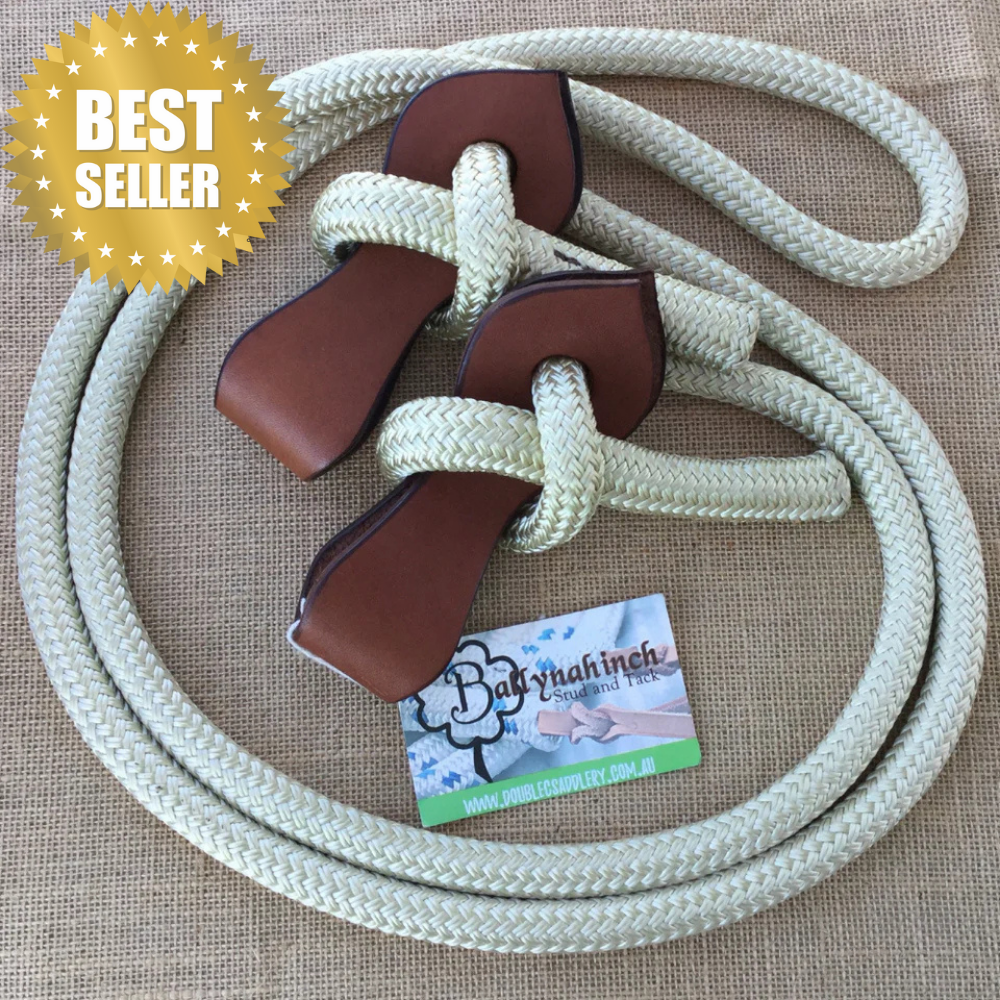 Bally Tack Rope Joined Reins with Slobber Straps 12mm - Cream