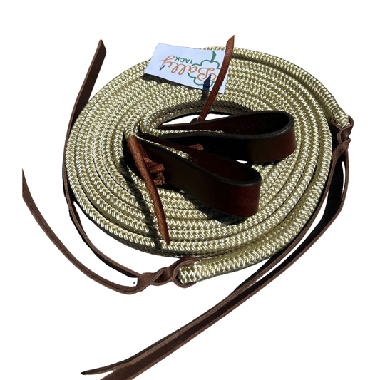 Bally Tack Rope Flat Split Campdraft Reins-Slobber Straps-Cream