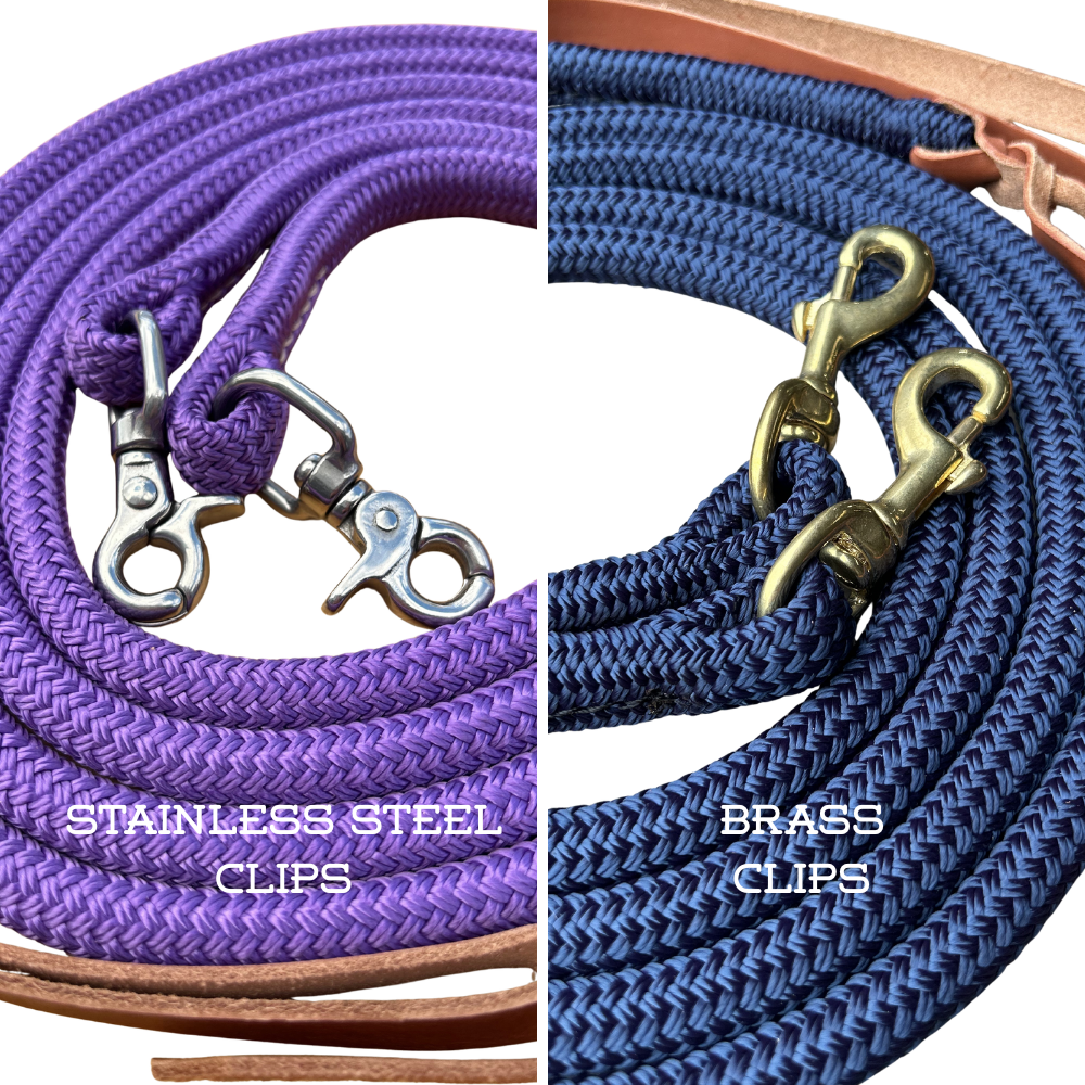 Bally Tack Rope Flat Campdraft Reins-Clips-Prairie Jewel