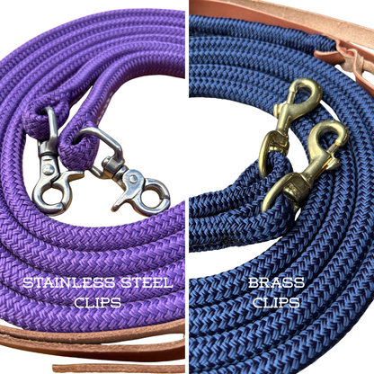 Bally Tack Rope Flat Campdraft Reins-Clips-Prairie Jewel