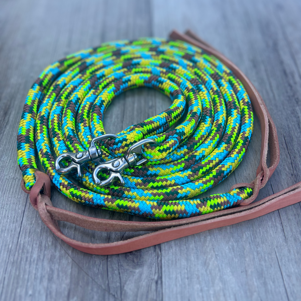 New ! Bally Tack Rope Split Reins-Clips-Sunflower